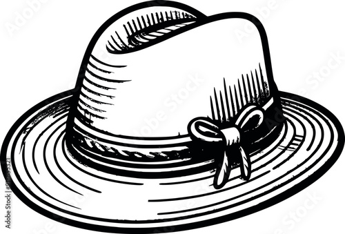 Women summer hat icon continuous  drawing Female sun protected cap black and white linear isolated on white background generated Ai