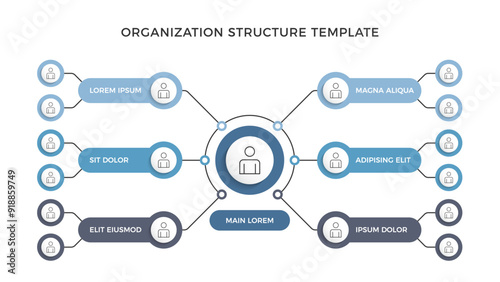 Organization structure chart infographic template, circle diagram, vector eps10 illustration