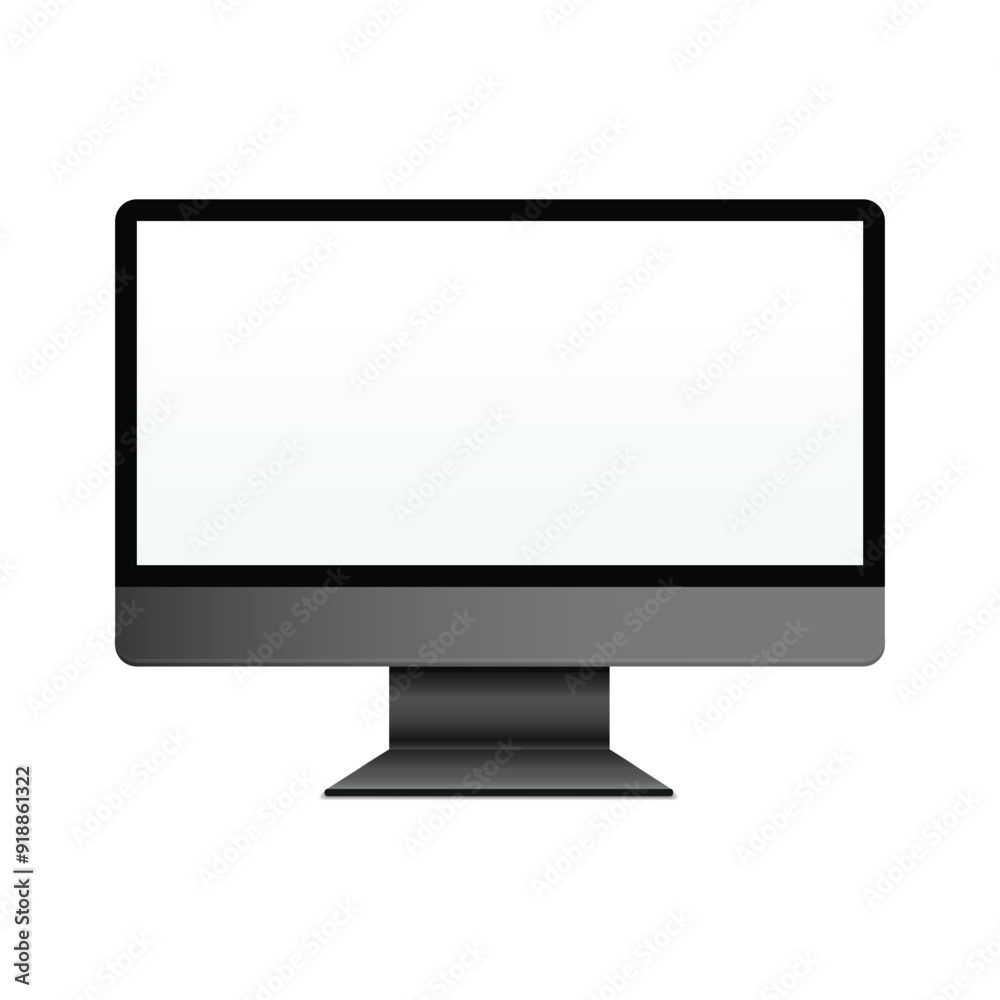 A minimalistic flat-screen monitor with a blank white display. Vector A minimalistic flat-screen monitor with a blank white display. Vector