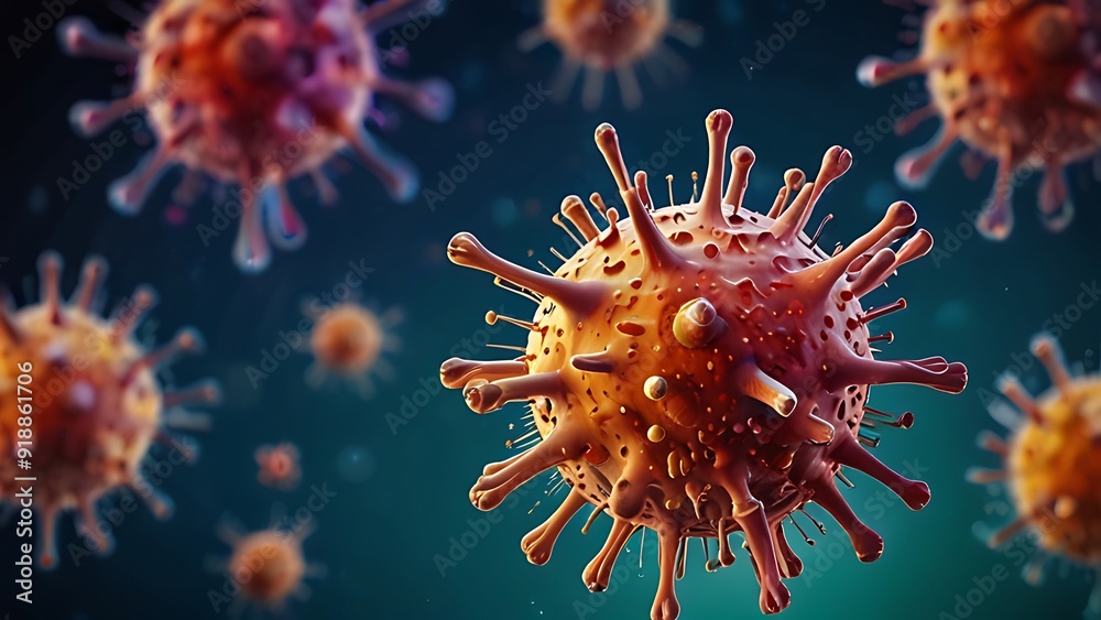 A close up of a virus in the dark. A close up of a virus in the dark.