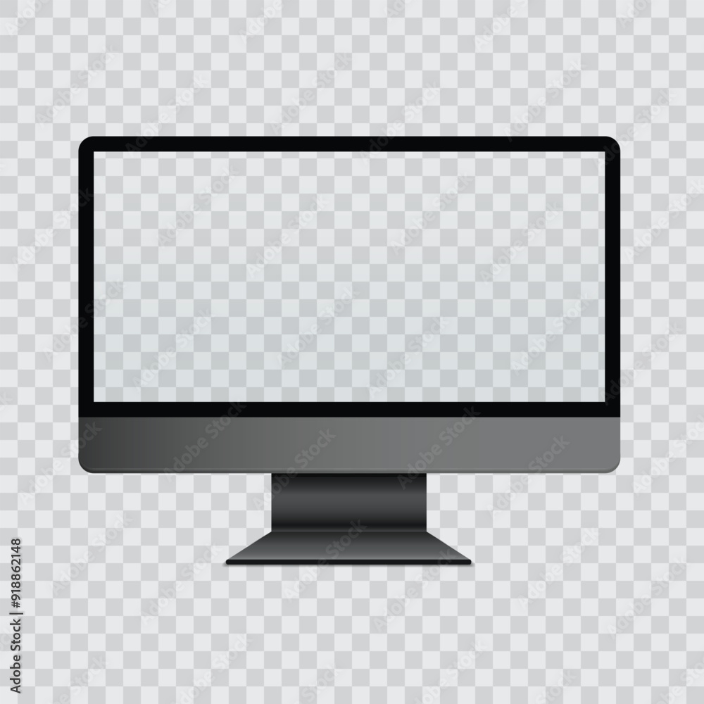 A glossy white monitor on a transparent background with reflections. Vector illustration A glossy white monitor on a transparent background with reflections. Vector illustration