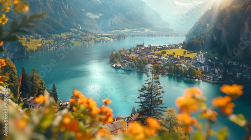 top of Interlaken is beautiful landmark for photography switzerland : Generative AI photo