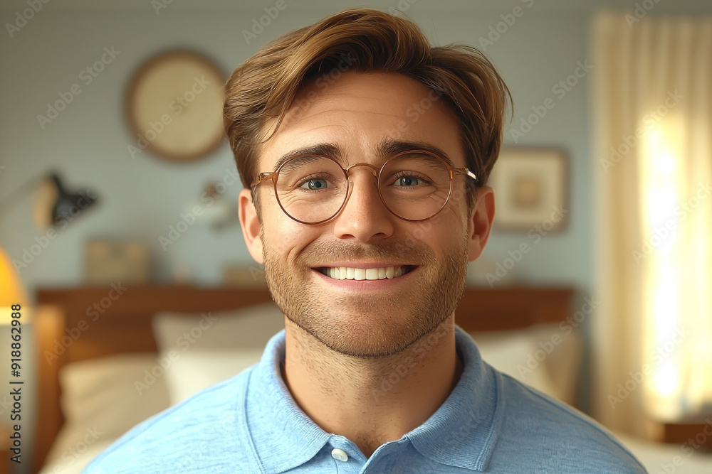 Happy smiling cartoon character man showing pointing finger standing confident on white background. Successful people male person concept Happy smiling cartoon character man showing pointing finger standing confident on white background. Successful people male person concept