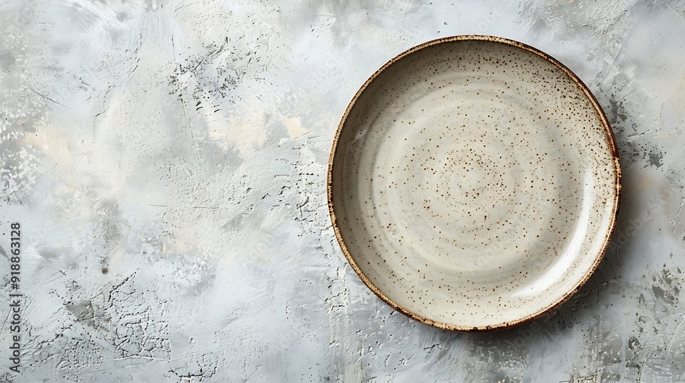 Empty round ceramic plate on a light texture background Kitchen utensils : Generative AI Empty round ceramic plate on a light texture background Kitchen utensils : Generative AI