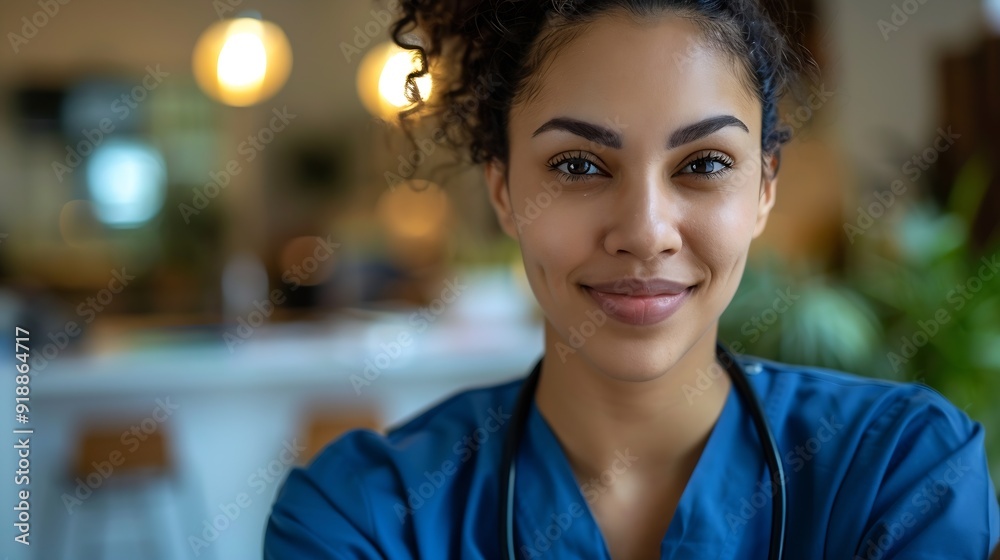 Fototapeta premium Grinning healthcare worker in portrait : Generative AI