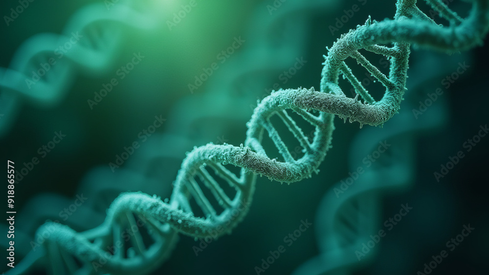 Detailed 3D Model of DNA Double Helix Structure in Vibrant Teal