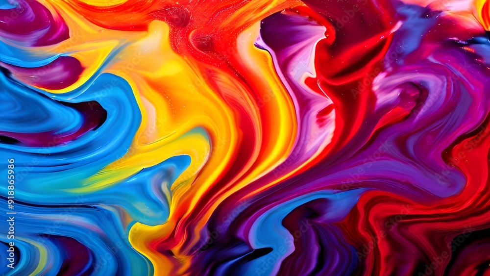 A vibrant abstract swirl pattern in bright rainbow colors A vibrant abstract swirl pattern in bright rainbow colors