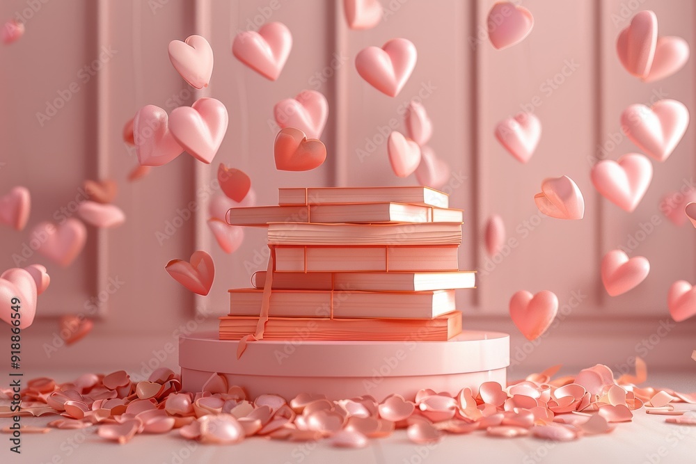 Wedding Vow Books On A Heart-Shaped Podium Wedding Vow Books On A Heart-Shaped Podium