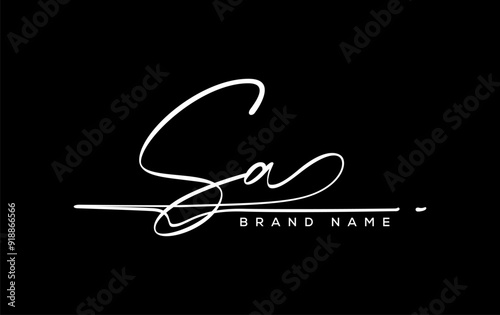 SA letter beauty handwriting vector logo.