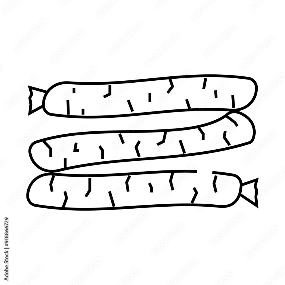 pork sausage meat line icon vector. pork sausage meat sign. isolated contour symbol black illustration pork sausage meat line icon vector. pork sausage meat sign. isolated contour symbol black illustration