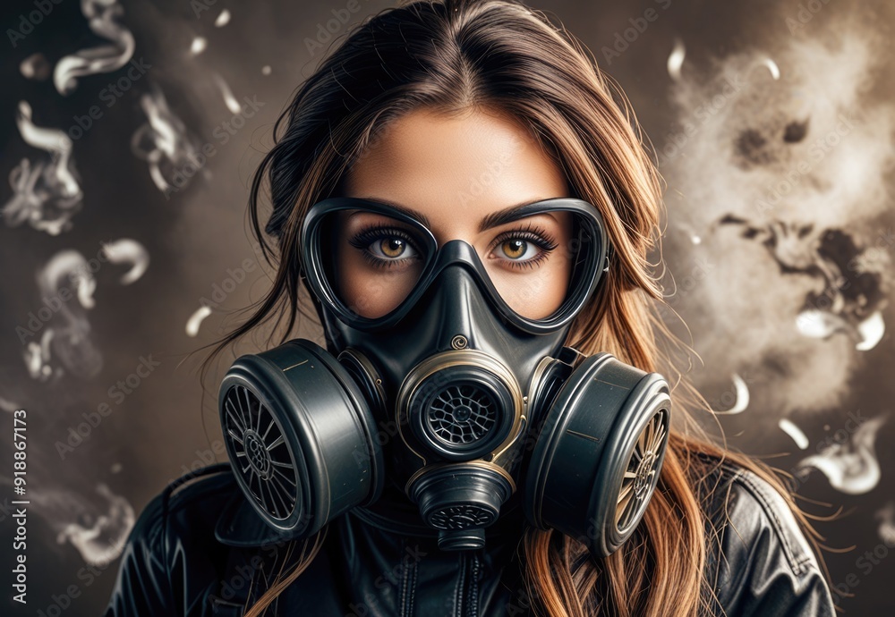 A close-up of a gas mask, highlighting its detailed design and functionality, set against a simple background A close-up of a gas mask, highlighting its detailed design and functionality, set against a simple background