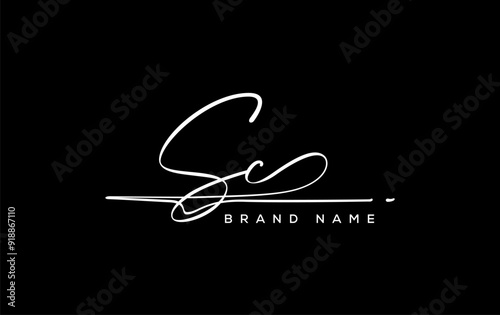 SC  letter beauty handwriting vector logo.
