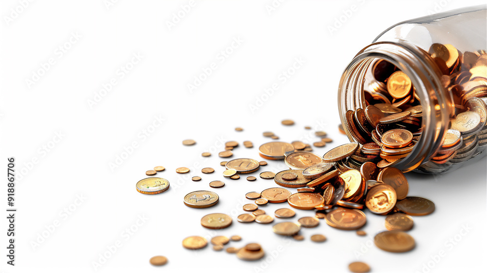 piggy bank jars with coins isolated on white background, version 6 piggy bank jars with coins isolated on white background, version 6