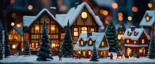 Wallpaper Mural Christmas village with christmas decoration Torontodigital.ca