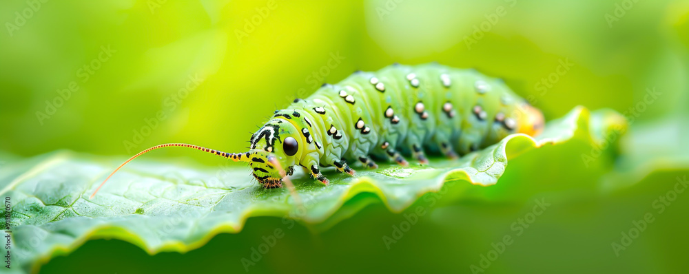 A green caterpillar on a leaf A green caterpillar on a leaf