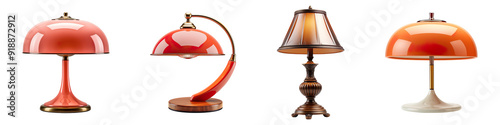 Collection set of Retro lamps isolated on transparent background