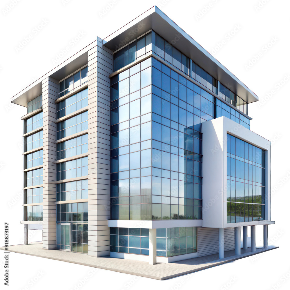Fototapeta premium A modern building isolated on transparent background