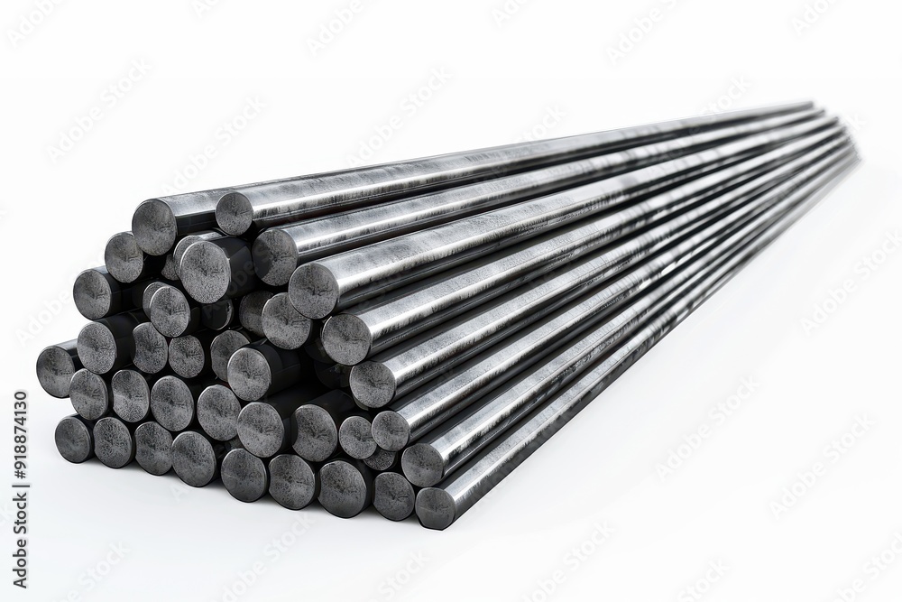 3D rendering of steel rod on white background 3D rendering of steel rod on white background