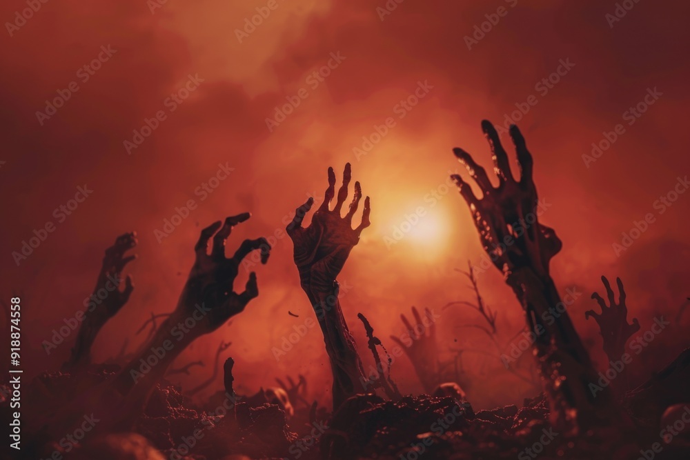 Undead hands emerge from soil Undead hands emerge from soil