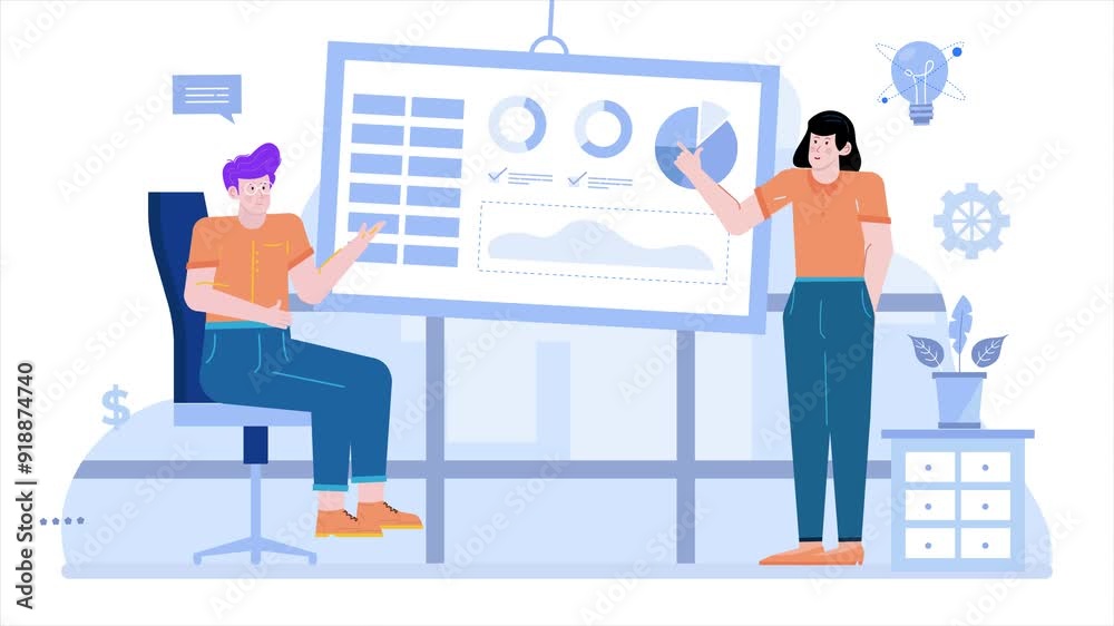 illustration of business employee recruitment interview and presentation animated video illustration of business employee recruitment interview and presentation animated video