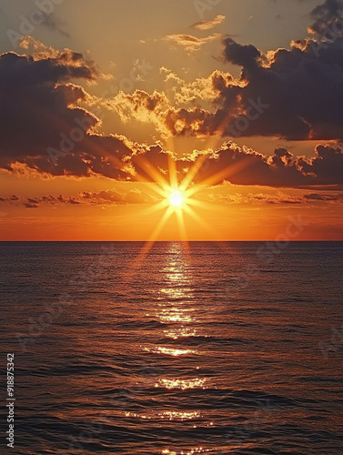 Sunset over the sea, perfect for mockup designs and presentations.
