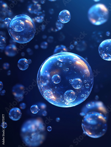 Wallpaper Mural Close-up of Floating Bubbles in Blue Background Torontodigital.ca