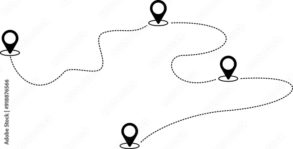 Vektor Reise Planung mit Stops - Locations und Sehenswürdigkeiten - Navigation Grafik Elemente
