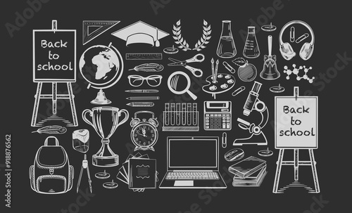 Back to school line icons.eps