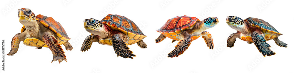 Fototapeta premium Collection set of Sea turtle isolated on transparent background