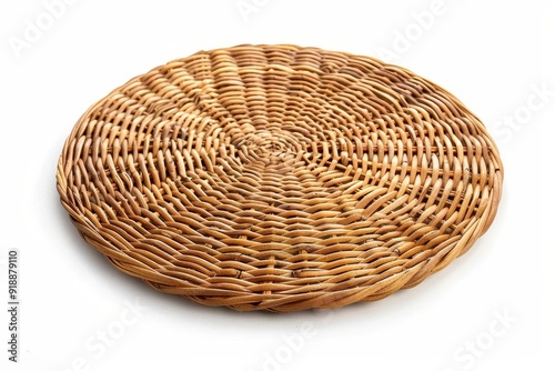 Circular white wicker mat