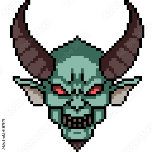 pixel art of hell demon face