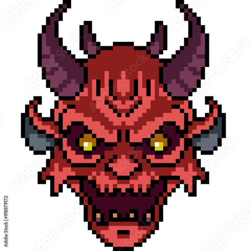 pixel art of hell demon face
