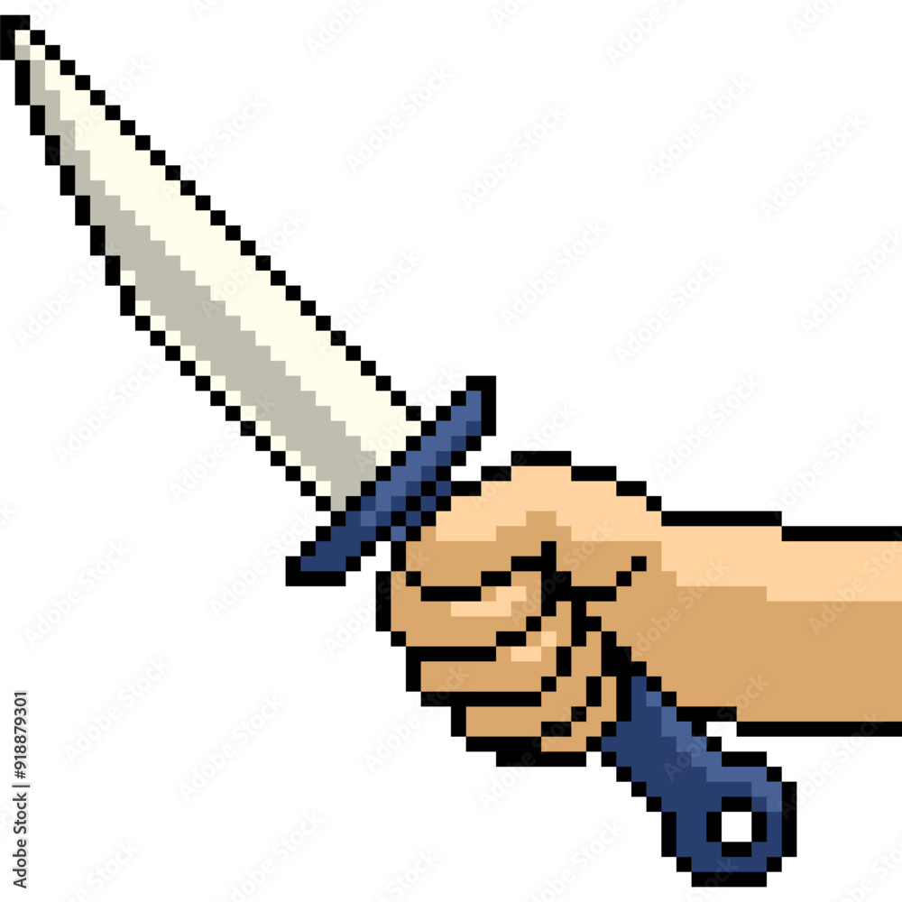Fototapeta premium pixel art of hand hold dagger