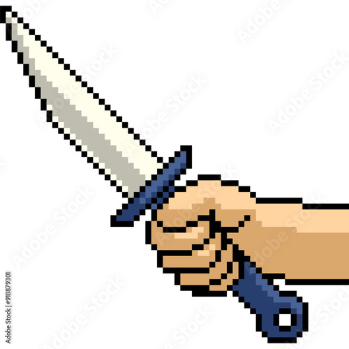 pixel art of hand hold dagger