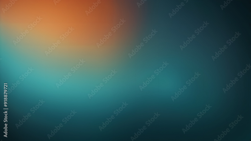 Fototapeta premium Blurred Dark Gradient Teal and Orange Grainy Background with Noise Texture for Header