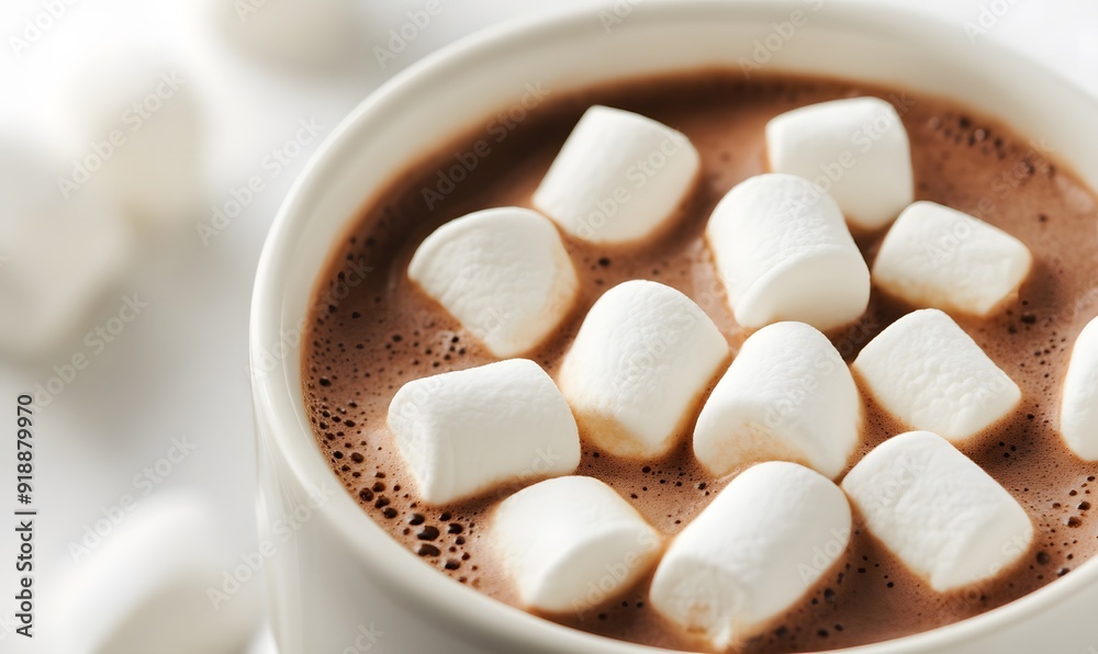 hot cocoa topped with fluffy marshmallows, Generative AI hot cocoa topped with fluffy marshmallows, Generative AI