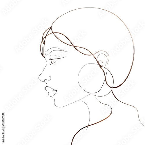 The image shows a simple continuous line drawing of a woman.