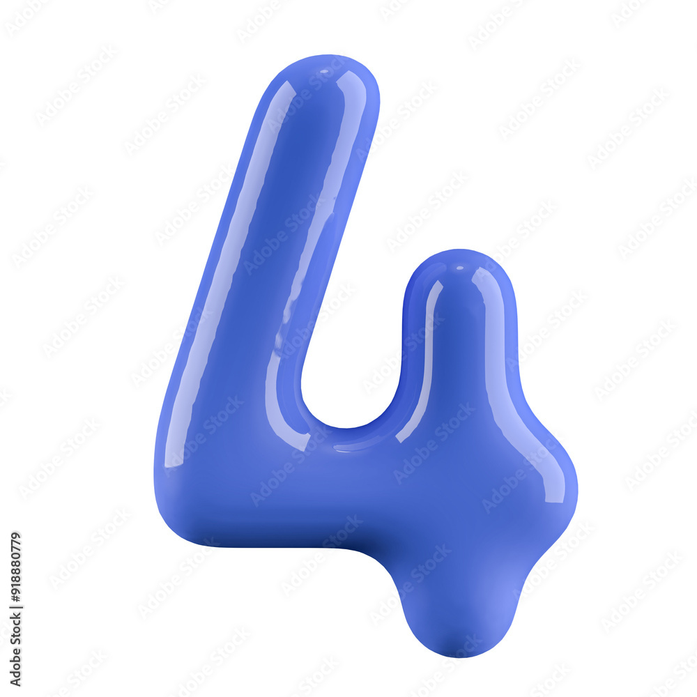 Blue 3D Number 4 Blue 3D Number 4