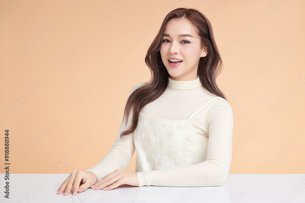 Beautiful young asian woman with clean fresh skin on beige background, Face care, Facial treatment, Cosmetology, beauty and spa, Asian women portrait. Beautiful young asian woman with clean fresh skin on beige background, Face care, Facial treatment, Cosmetology, beauty and spa, Asian women portrait.