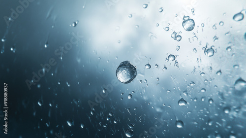 Raindrops on Window with Blurred City Lights Background