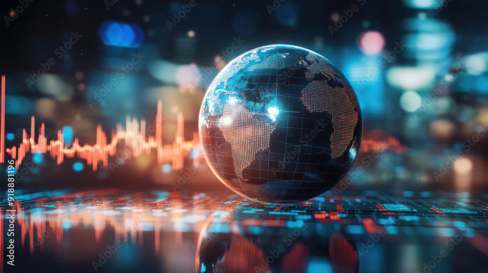 Globe in the concept of global economic network, connectivity in the digital age. Globe in the concept of global economic network, connectivity in the digital age.