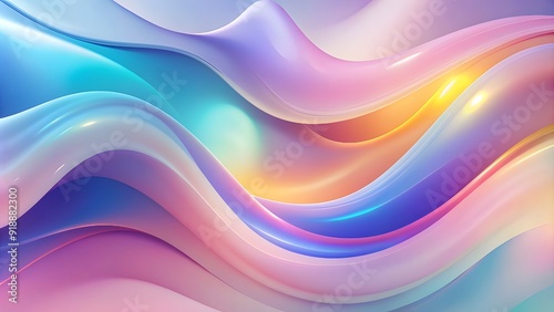 Abstract fluid pastel waves on melted plastic texture wrinkled silicone sheet background. 