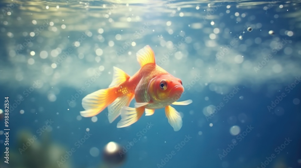 Goldfish in a Blue Water Tank