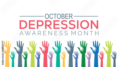 Depression Awareness Month is observed every year on October.Holiday concept background, placard, banner design template Vector illustration background design.