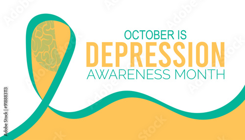Depression Awareness Month is observed every year on October.Holiday concept background, placard, banner design template Vector illustration background design.
