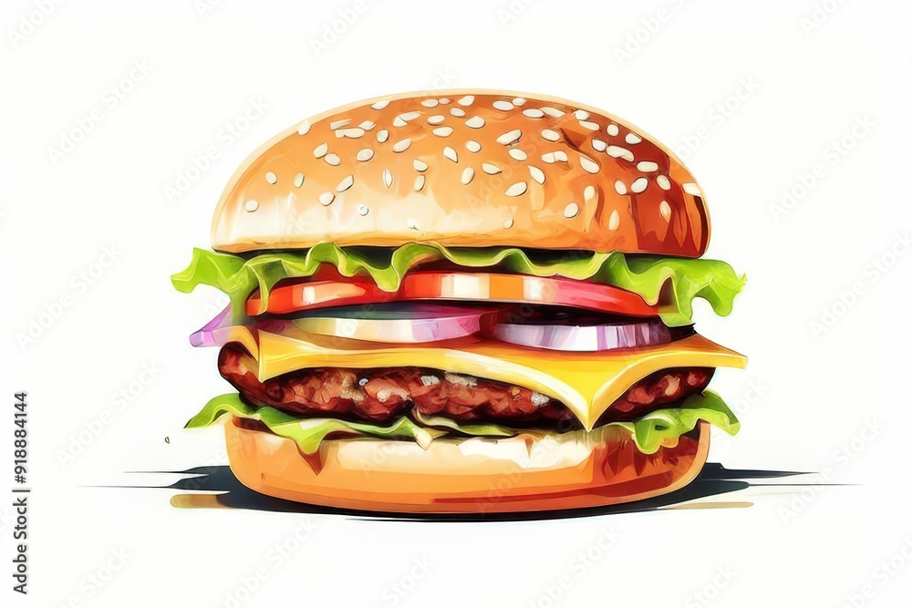 the AI Image Generator, cheeseburger with lettuce, tomato, and onion the AI Image Generator, cheeseburger with lettuce, tomato, and onion