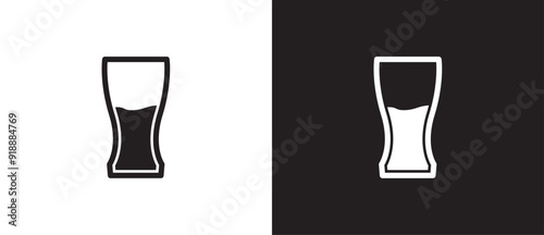 Weizen glass icon, Drink glass icon. Glass cup icon for drinks in flat style. Vector illustration isolated on black and white background. Eps10