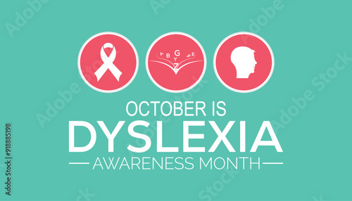 Dyslexia Awareness Month is observed every year on October.Holiday concept background, placard, banner design template Vector illustration background design.