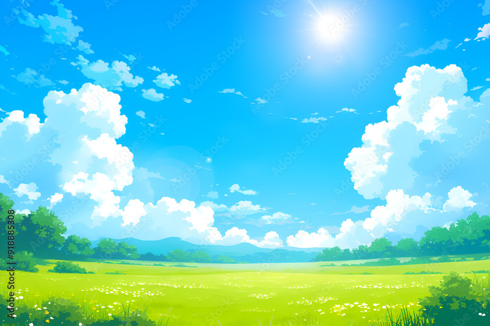 green field and sky green field and sky