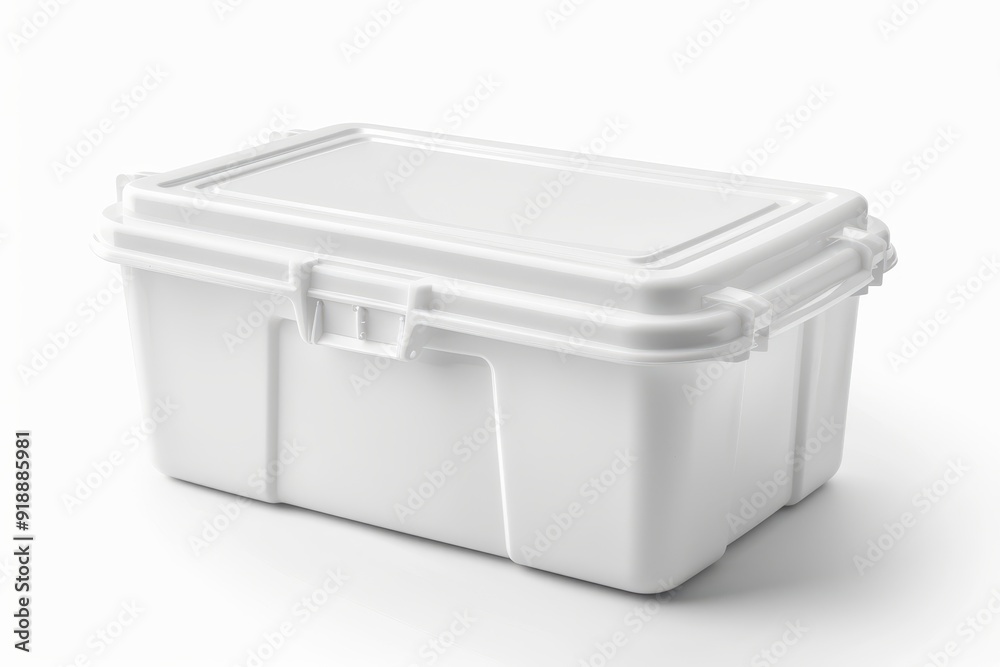 Isolated white storage container in plastic Isolated white storage container in plastic